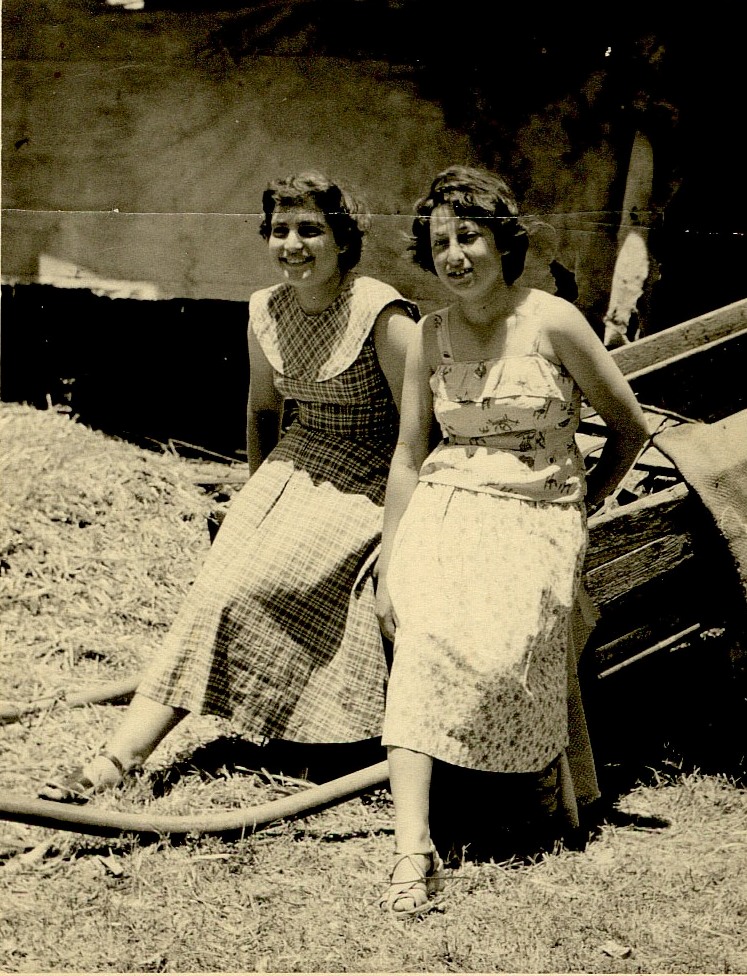1954 רפת משפחת יתום יהודה ויהודית רח' יהודה הלוי 36. 
משמאל הבת מלכה ושולמית סולוביצ'יק.