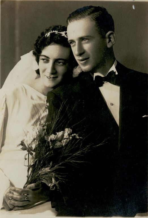 חנה ומרדכי וינוקור-גפן ביום חתונתם.1936