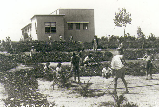 שיעור חקלאות בבית הספר העממי בסוף שנות ה-30 (תמ578)